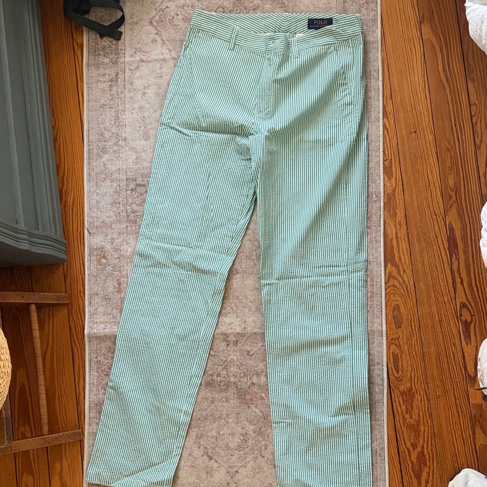 Ralph Lauren Polo boys 20 Green Striped Pants NWT